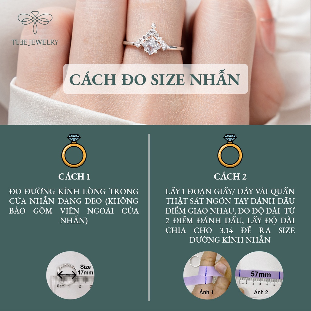 Nhẫn bạc nữ TLEE ổ đá nhỏ 4 chấu phồi viền chóp nhọn độc đáo NCJ A0187