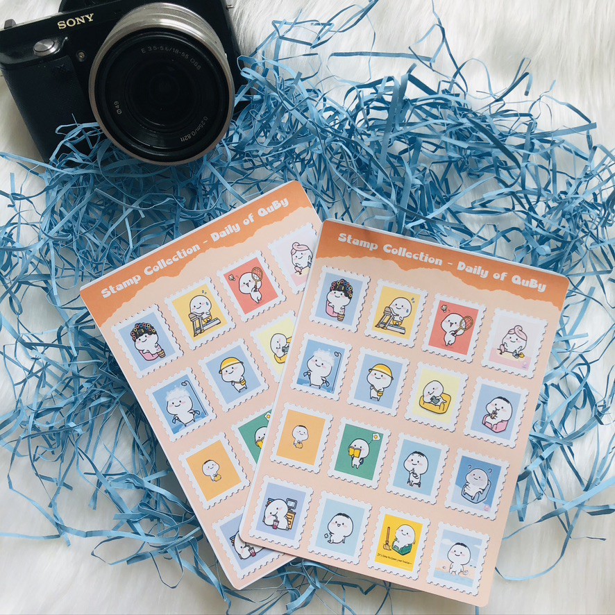 Sticker/decal dán QUBY/ trang trí bullet journal,planner/decal dán điện thoại,laptop,nón BH-tiemtaphoacona