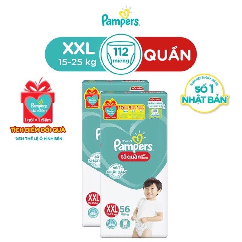 Bộ 2 tả quần Pampers Giữ Dáng Mới M74/L68/XL48/XXL56