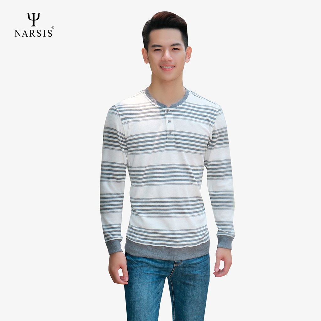 Áo nam dài tay cổ tròn Narsis D7049