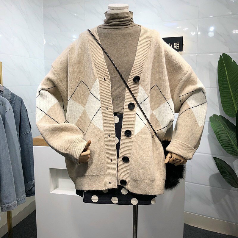 Áo Cardigan Len Quả Trám phối màu cực đẹp, Áo Khoác Nữ Hottrend