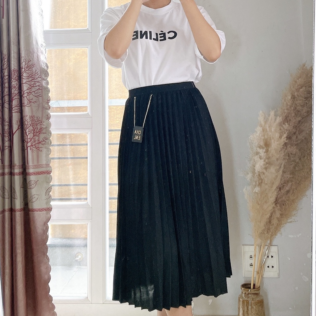 Chân Váy Dập Ly Chữ A Tag thêm Logo Phong Cách Hàn Quốc | Smide Clothing