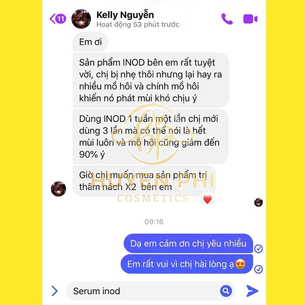 Serum hôi nách INOD Huyền Phi 5ml tác dụng triệt hôi nách, hôi chân, mồ hôi tay chân vĩnh viên