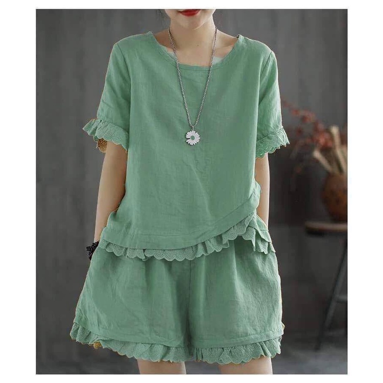 SET BỘ COTTON ĐÙI PHỐI REN SIÊU XINH-SIZE 40-75KG