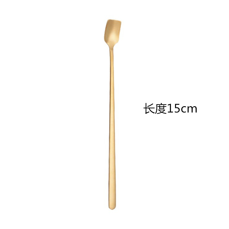 Long-handled stainless steel coffee spoons ice cream spoons square-headed ice spoons.