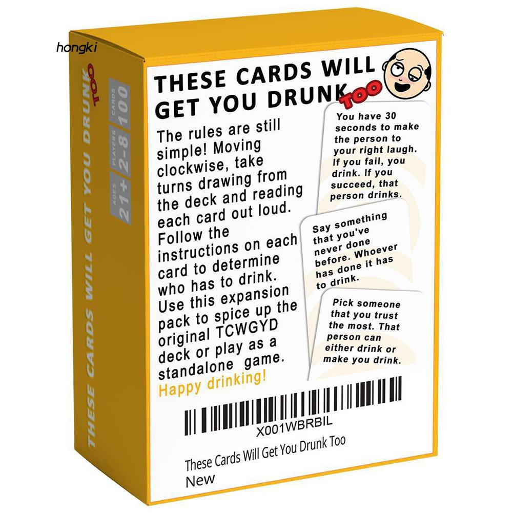 Bộ 100 lá bài chơi game Get You Drunk dùng trong các bữa tiệc của người lớn