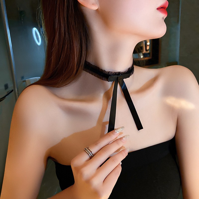 Vòng cổ dạng chocker ren đính nơ quyến rũ VC106