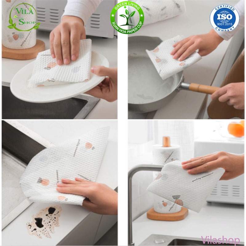 1 Cuộn Giấy Nhà Bếp Đa Năng, Giấy Lau Nhà Bếp Thấm Dầu Mỡ Xuân Hoa Siêu Dai, Thấm Hút Nước Cực Tốt Tái Sử Dụng Nhiều Lần