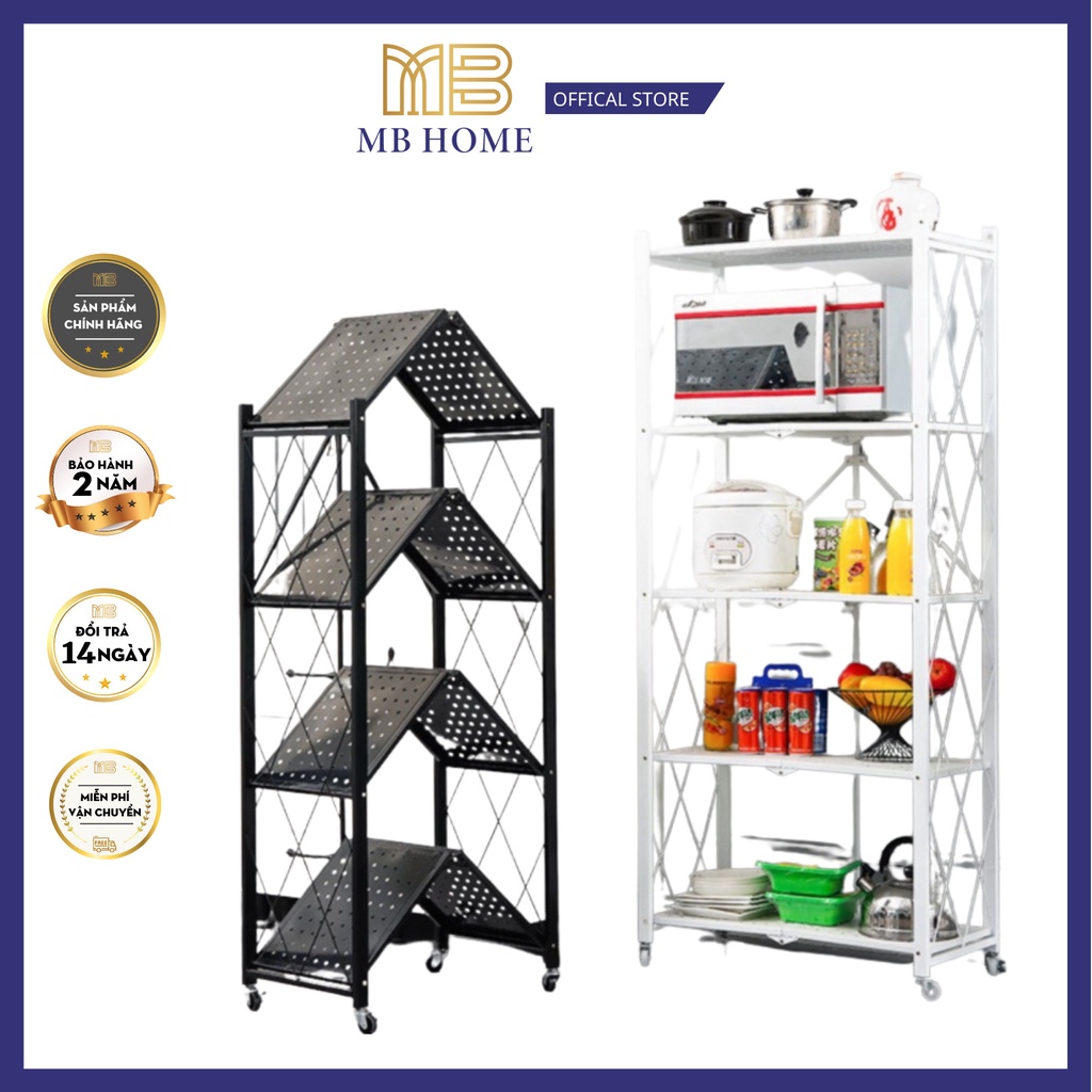 Kệ Gấp Gọn Đa Năng , Kệ Nhà Bếp MB HOME 3/4/5 tầng có bánh xe di chuyển (NC6)
