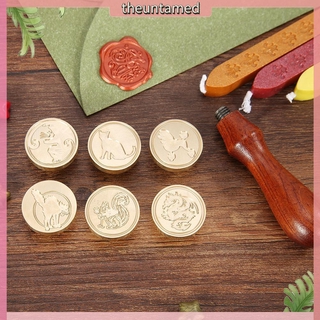 Retro Animal Pattern Wax Seal Stamps Wooden Handle Sealing Wax DIY Crafts