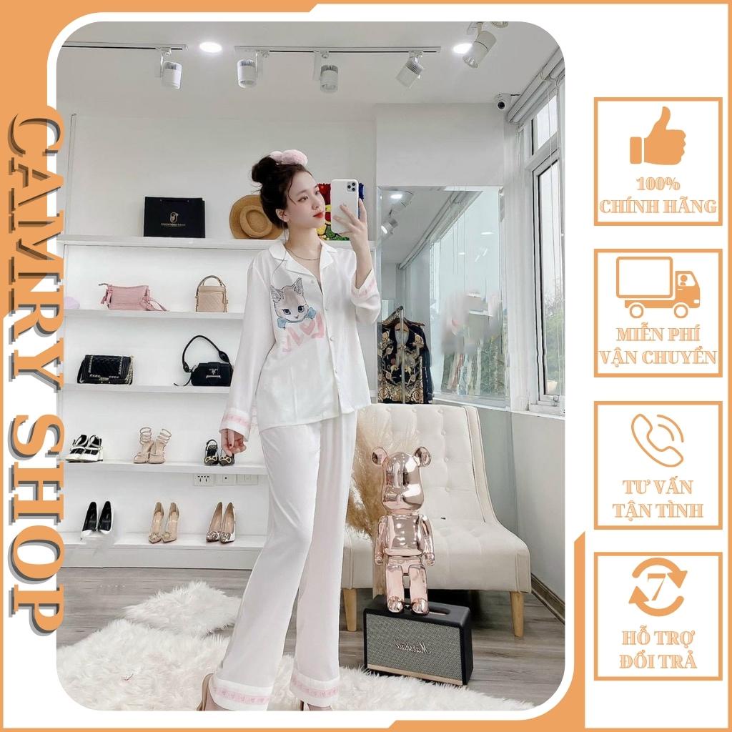 Đồ ngủ pijama nữ chất liệu lụa Latin cao cấp - Mèo