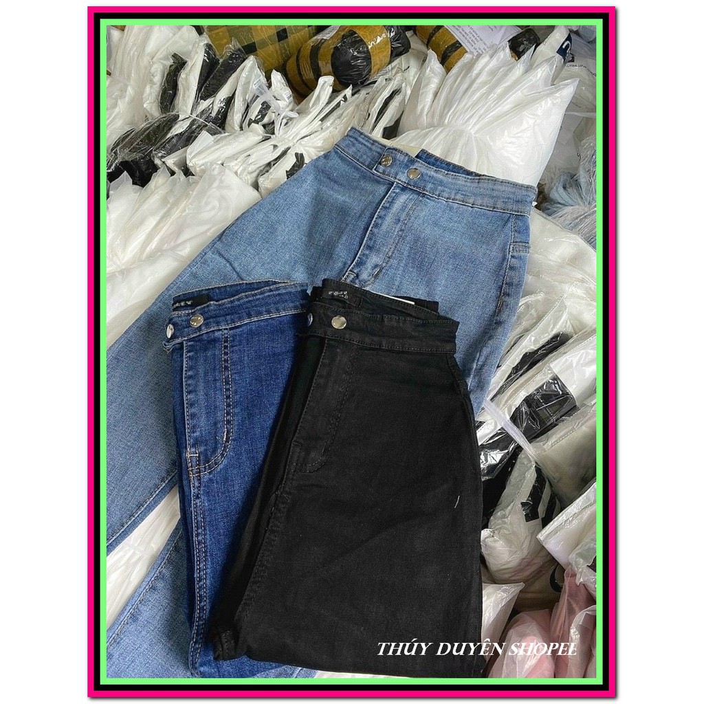Quần jean nữ lưng cao KIỂU ĐAI KHÔNG ĐỈA 2 CÚC 2 TÚI SAU ( k có túi trước )  DT3-76