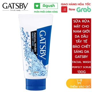 Sữa rửa mặt cho nam giới da dầu chính hãng Gatsby Facial Wash Perfect Scrub chai 130g sáng da tẩy tế bào da chết giá rẻ