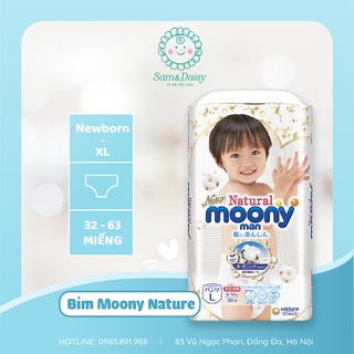 Tã Bỉm MOONY NATURAL TỪ BÔNG HỮU CƠ Nội Địa Nhật dán/quần NB63/S58/M48/L36