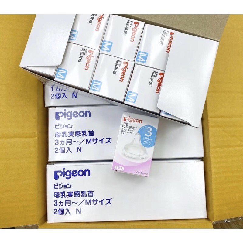 Núm ti thây thế bình Pigeon cổ rộng, hàng nội địa, chính hãng, đủ size1/3/6/9,có bán tách lẻ1núm, núm ti mềm