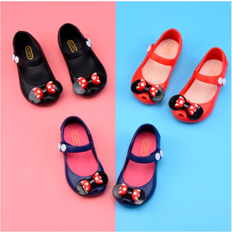 Giày cho bé- Giày nhựa thơm cho bé gái Nơ Mickey nhựa dẻo, siêu mềm chống trơn trượt kiểu dáng Hàn Quốc
