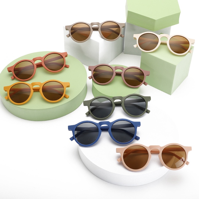 Kính Mát Tròn Chống Tia UV400 Chống Tia Cực Tím Thiết Kế Mới Cho Bé