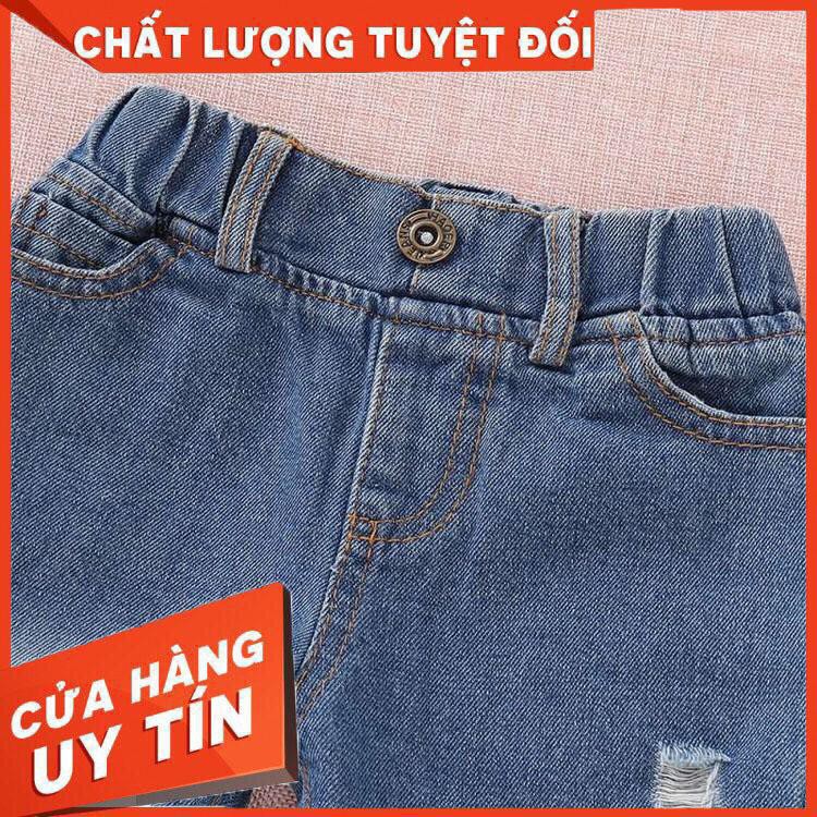 Hibabe Set Áo Thun 3 Lỗ+Quần Short Jean Cho Bé Gái - Hàng nhập khẩu