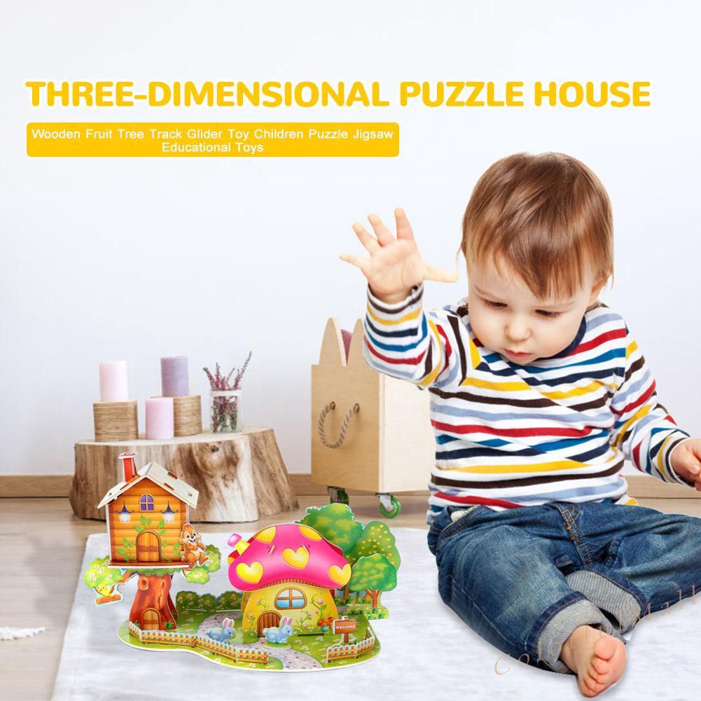 3D DIY House Puzzle Children Kids Educational Jigsaw Toy Handmade Toys Gift