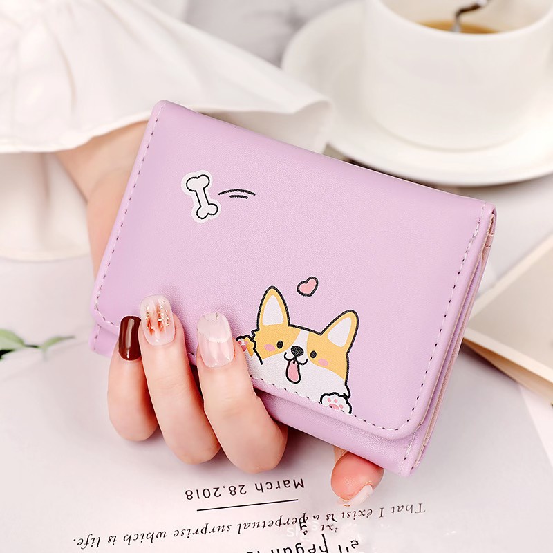 Ví Ngắn Nữ Cầm Tay Cao Cấp Hình Chú Chó Thông Minh Corgi V547 Siêu Dễ Thương - Hazo