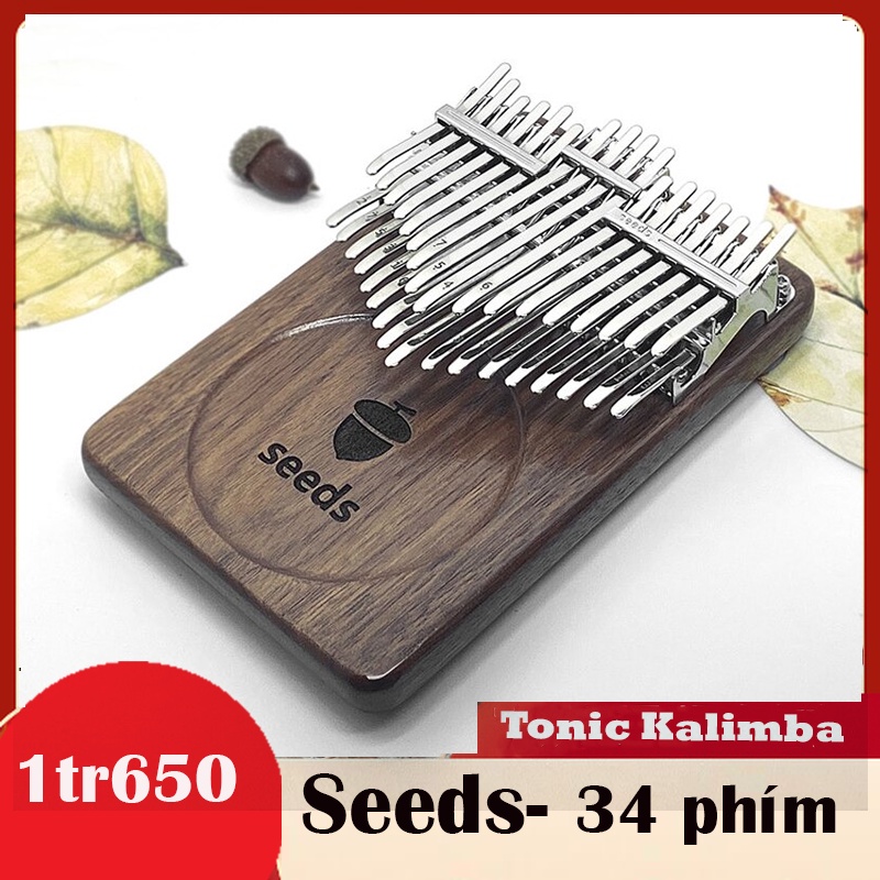 Đàn Kalimba 34 Phím thương hiệu SEEDS gỗ nguyên khối Óc Chó Đen Bắc Mỹ - Hàng chính hãng tặng hộp chống sốc x3