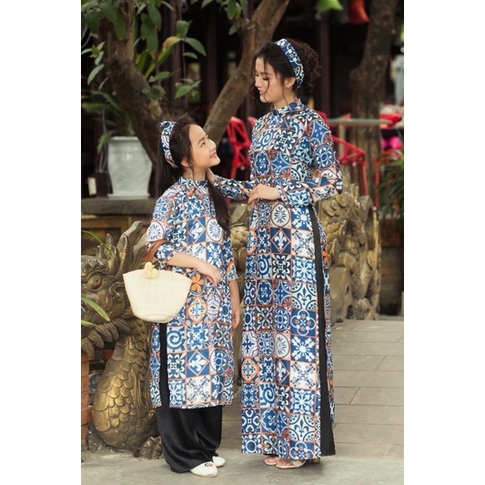 Set áo dài mẹ và bé Phương Nguyễn Silk