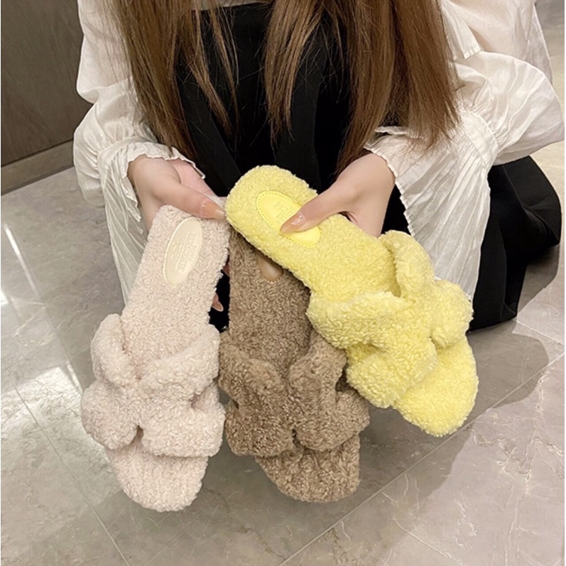 Dép bông H 2 👑🤩🐣 CÓ SẴN NÂU - ĐEN - TRẮNG - HỒNG