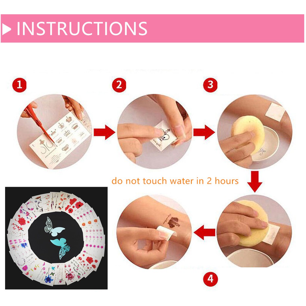 Bộ 30 miếng dán hình xăm giả chống thấm nước