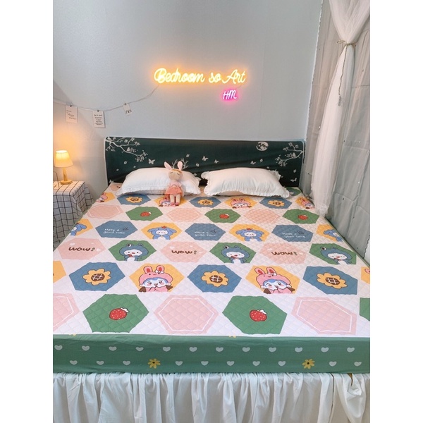 Ga chống thấm cotton trần bông Muso mềm mịn mát bo đệm đến 25cm không kèm gối