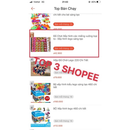 Đồ Chơi Xếp hình các miếng vuông loại to- Xếp hình lego sáng tạo