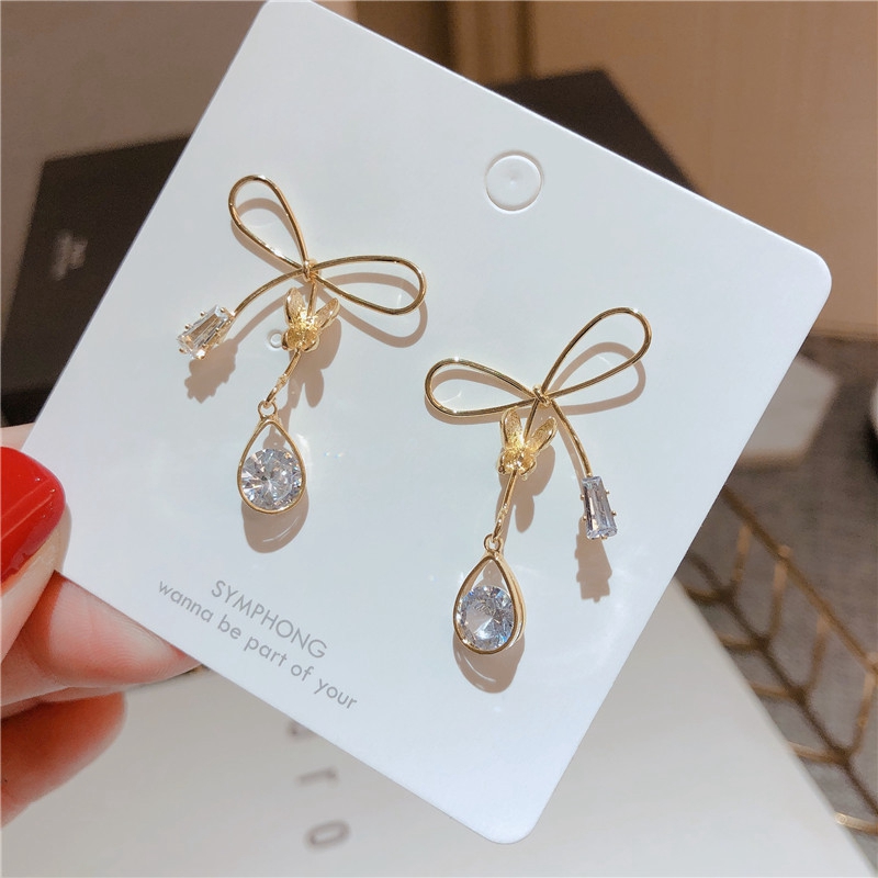 Khuyên Tai Bạc Đính Đá Zircon Phong Cách Hàn Quốc Mới 2021