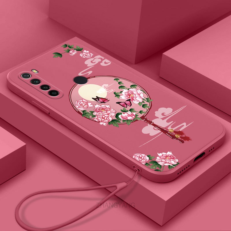 Ốp Điện Thoại Silicon Mềm Họa Tiết Hoa Mẫu Đơn Có Dây Đeo Cho realme 5 5i 5 pro 6i c3