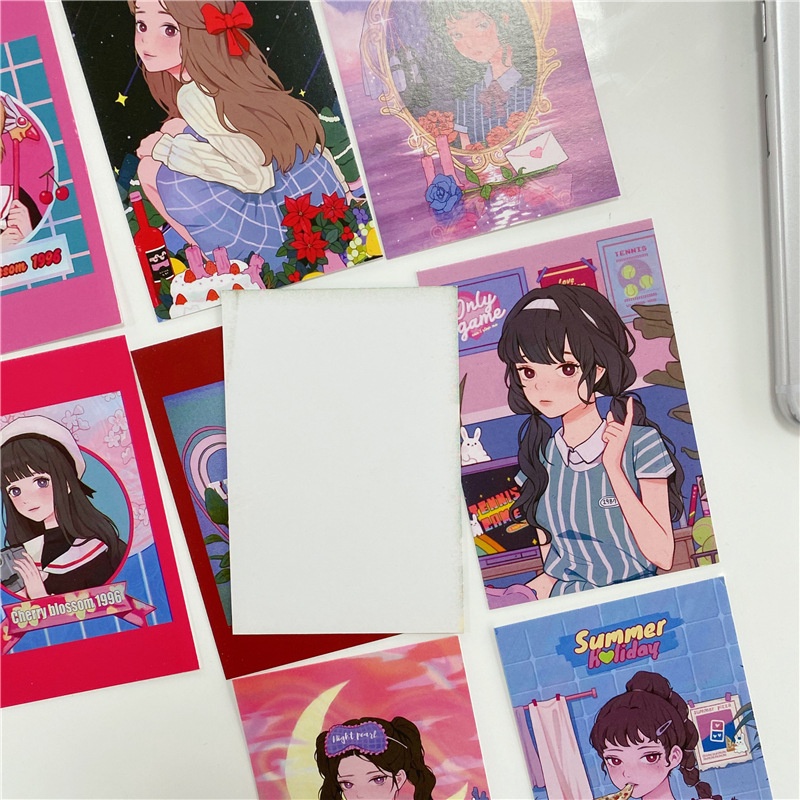 Postcard Set 9 Tấm Trang Trí Anime Girl Retro Vibe