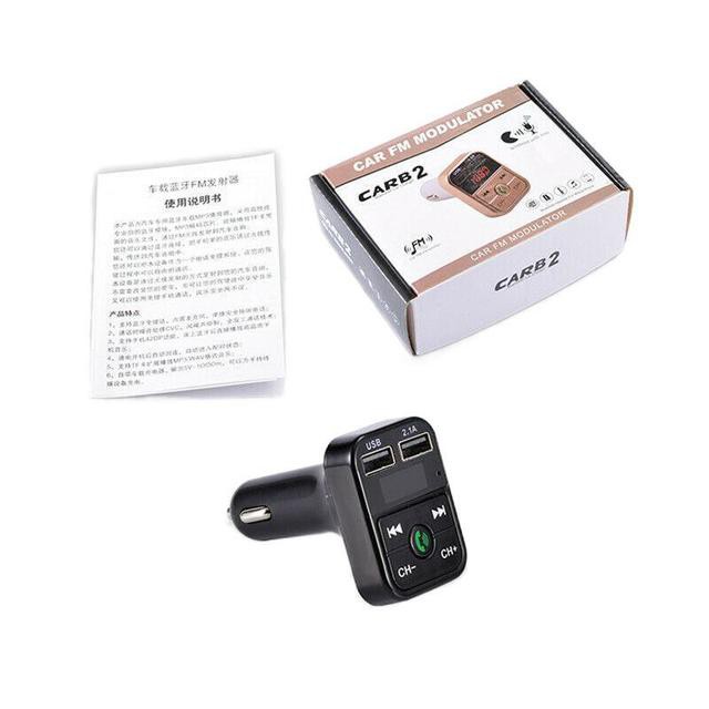 Tẩu nghe nhạc MP3 trên ô tô đường truyền Bluetooth 2ADP, tích hợp bộ phát FM, kèm cổng sạc nhanh USB
