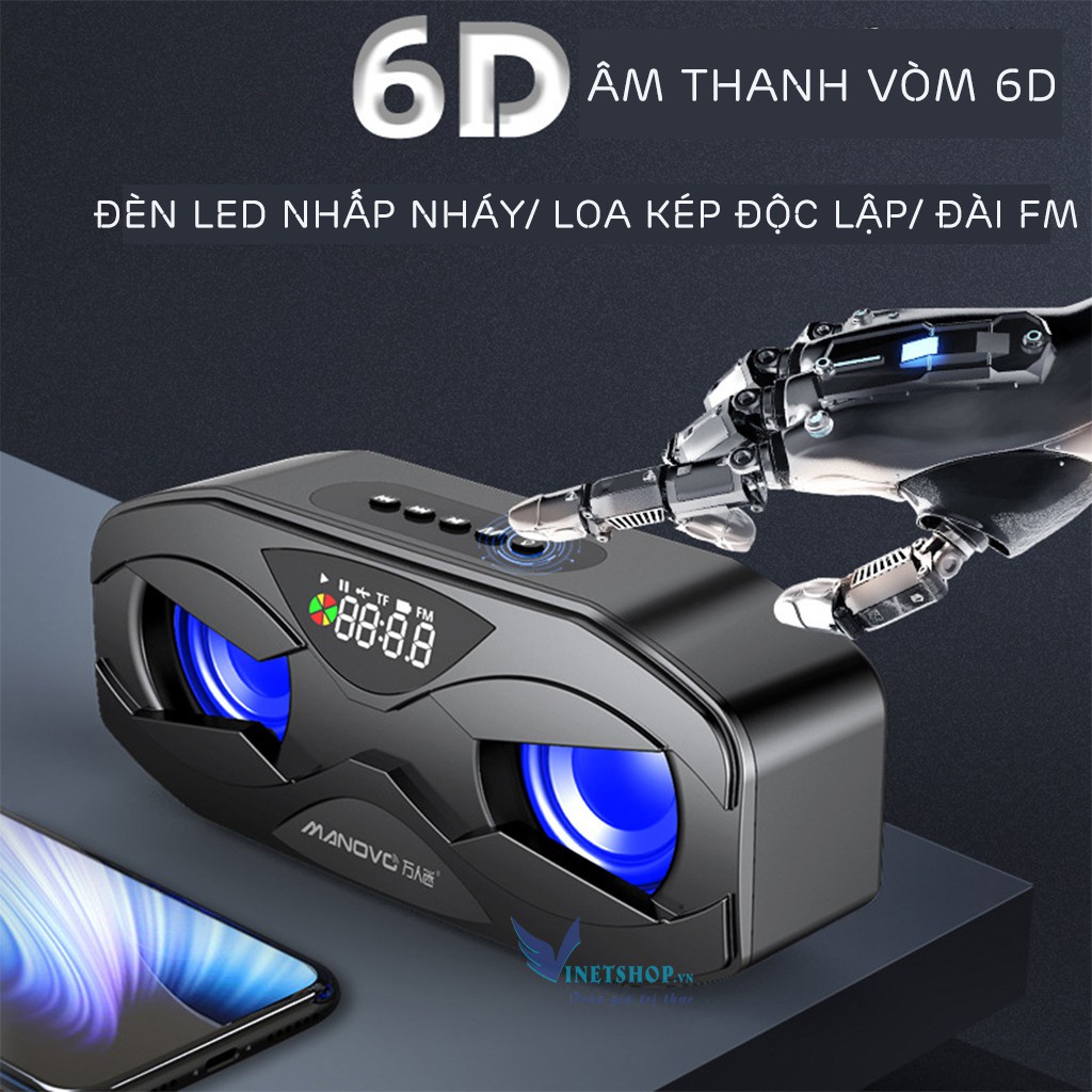 Loa Bluetooth cầm tay Manovo M5/Manovo M4 âm thanh siêu trầm tích hợp loa kép✔màn hình led ✔FM radio dung lượng pin 2500 | BigBuy360 - bigbuy360.vn