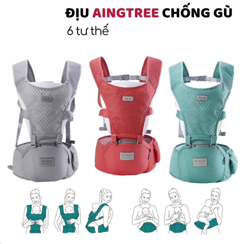 Địu ngồi cho bé Aing Tree 5 tư thế - có lưới thoáng Chính Hãng 100%