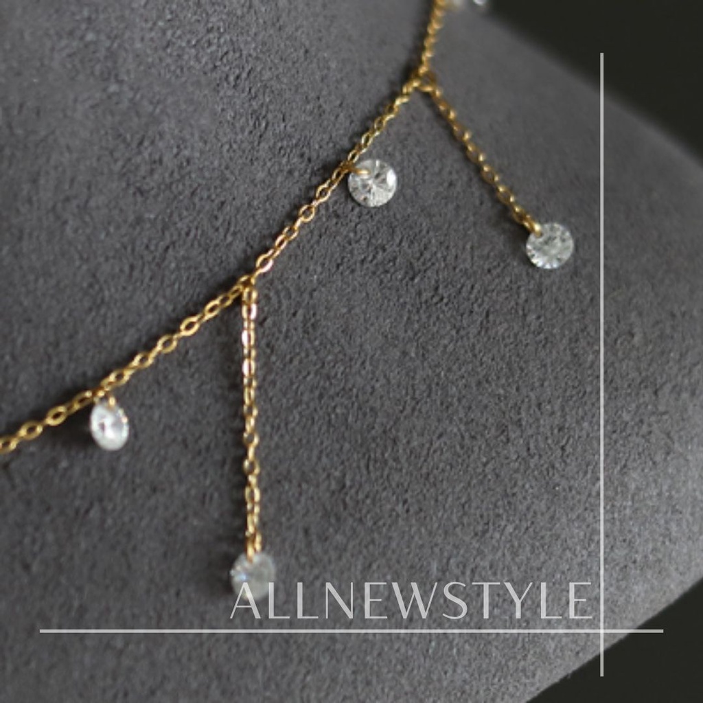 Vòng cổ sao rơi Allnewstyle Thép và đá Zircon thiết kế lệch sang trọng