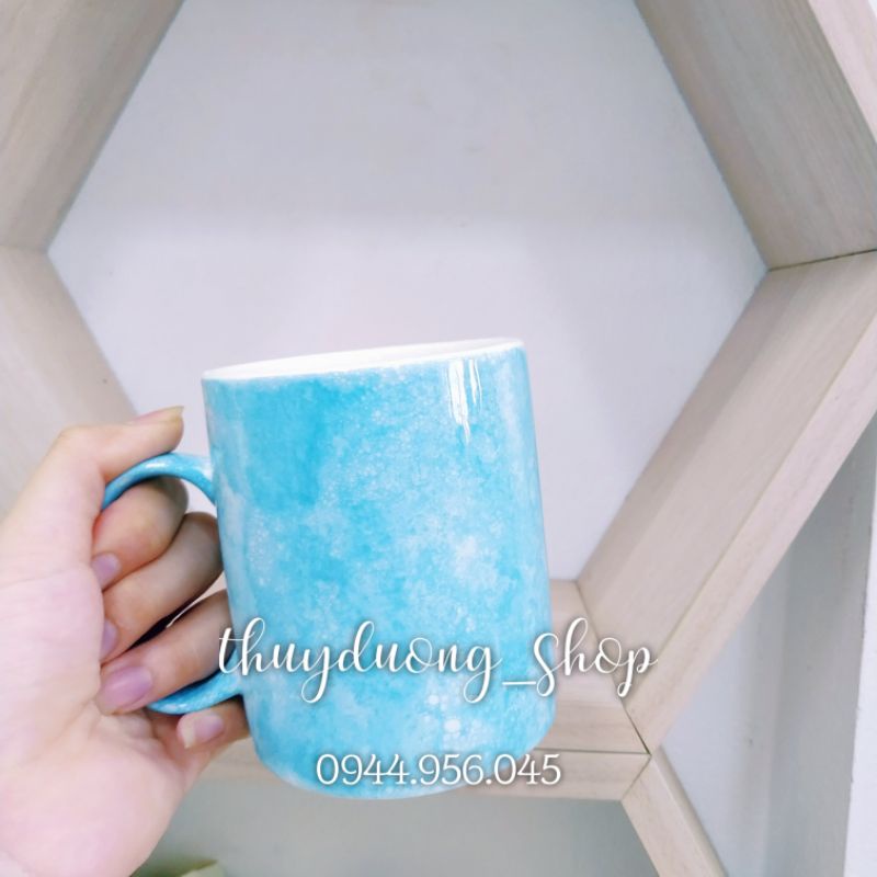 Cốc sứ uống nước quai C màu men đá