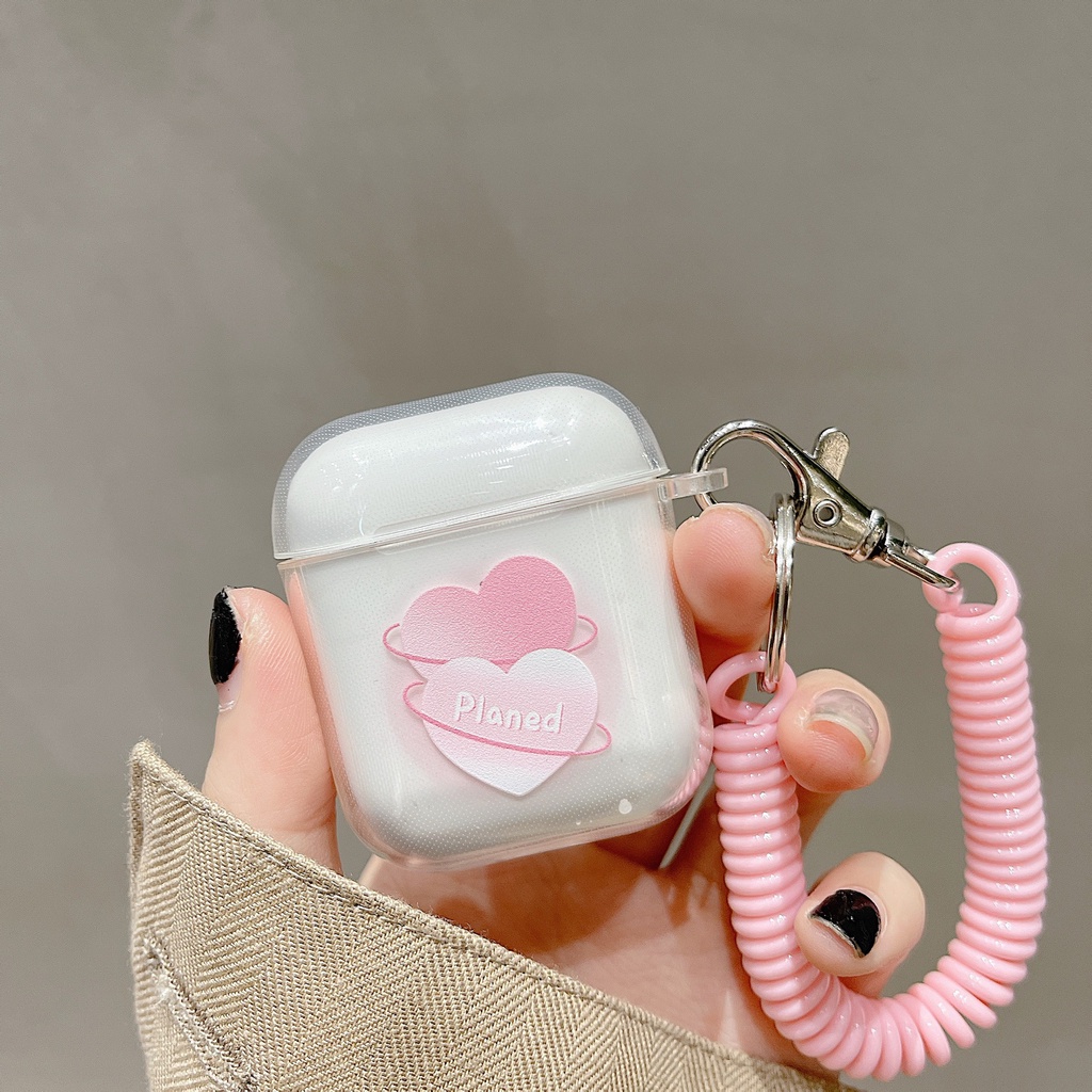 Vỏ Bảo Vệ Hộp Sạc Tai Nghe Bluetooth Không Dây airpods 2/3 Trong Suốt Hình Hai Trái Tim Dễ Thương