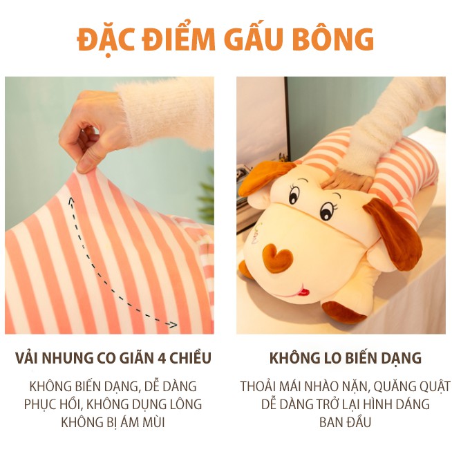 Gấu bông chó tai dài cao cấp cho bé, gối ôm hình thú nhồi bông gòn - Otama Bedding