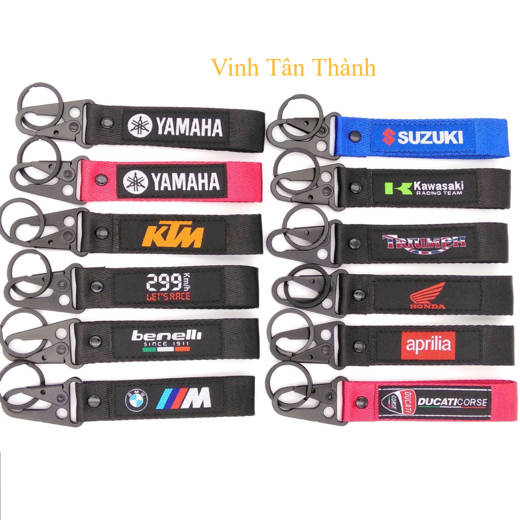 Móc chìa khóa vải 16x2.5 Yamaha Honda Suzuki SYM Harley phong cách