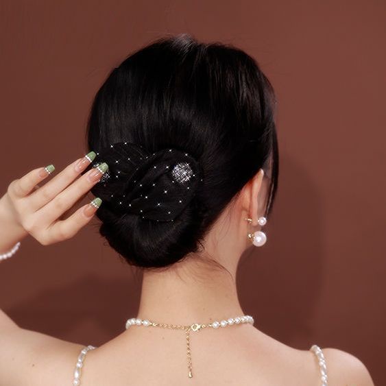 Kẹp Tóc Vải Màu Đen Thời Trang Mùa Hè dây buộc tóc hoa