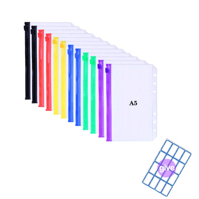 Ngăn đựng tài liệu 6 lỗ đóng gáy làm từ PVC có khóa kéo dùng làm sổ nhật ký