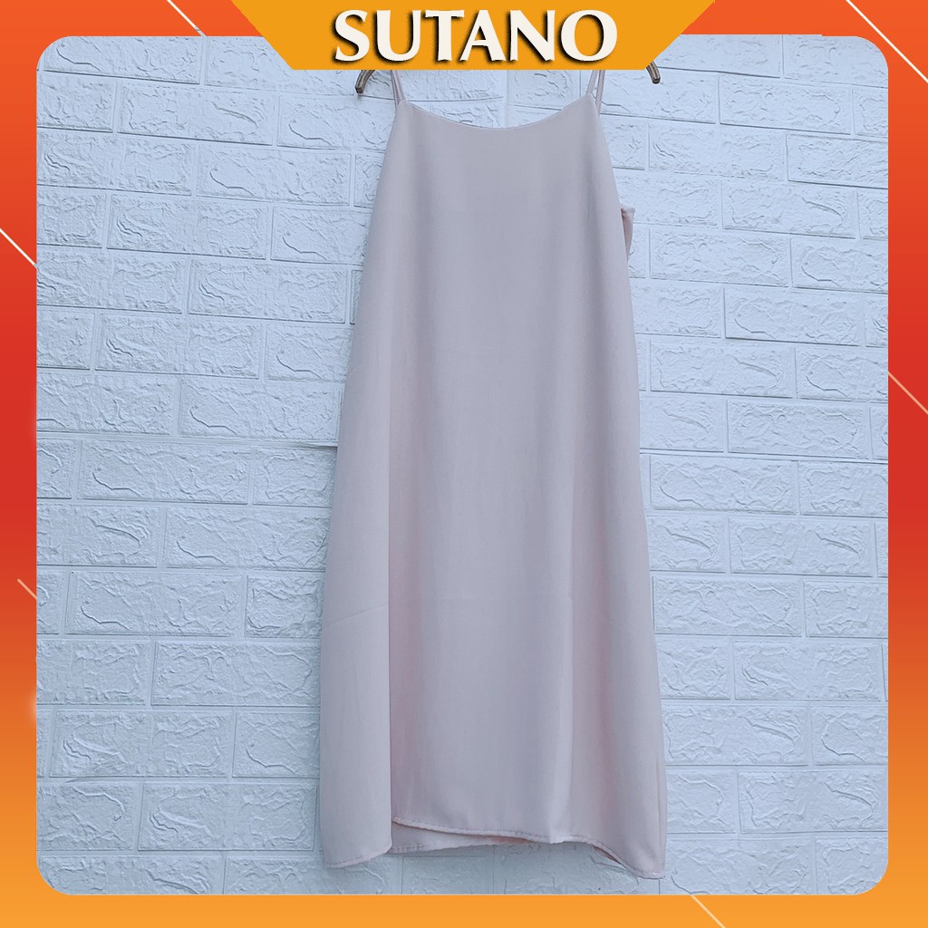 Váy 2 dây đầm suông nữ vải đũi lụa mềm mịn mát 4 màu thích hợp mặc đi biển SUTANO - Mã V380