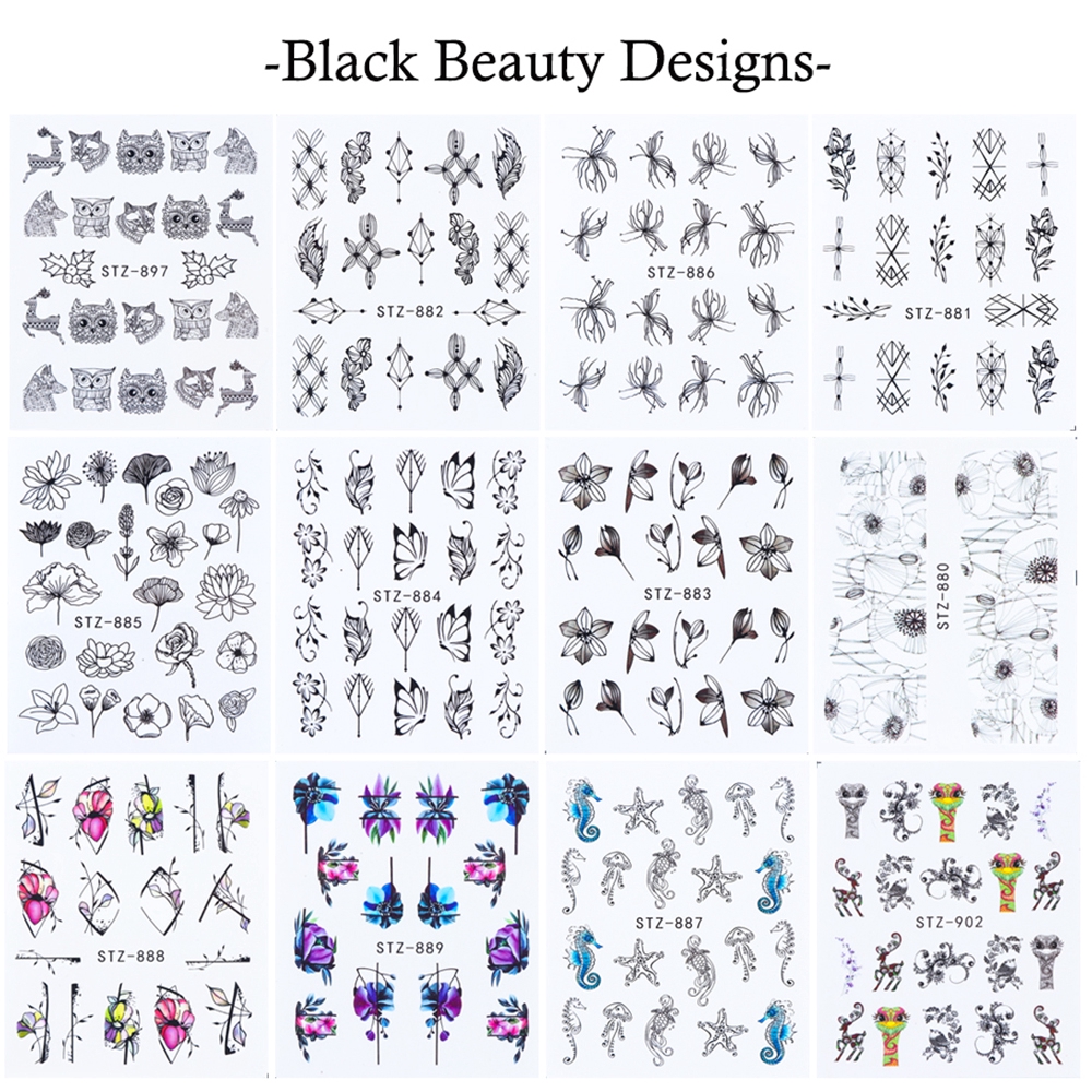 Miếng dán trang trí móng nghệ thuật hình hoa và bướm xinh xắn