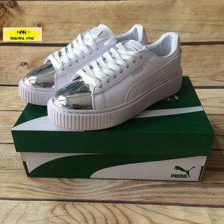 (ảnh thật) Giày thể thao PUMA SUEDE PLATFORM trắng mũi bạc (Fullbox)