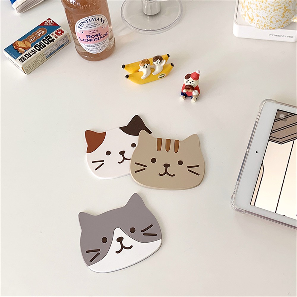 Dễ Thương Miếng Lót Bàn Ăn Bằng Silicon Pvc Chống Trượt Cách Nhiệt Hình Mèo Hoạt Hình Đáng Yêu