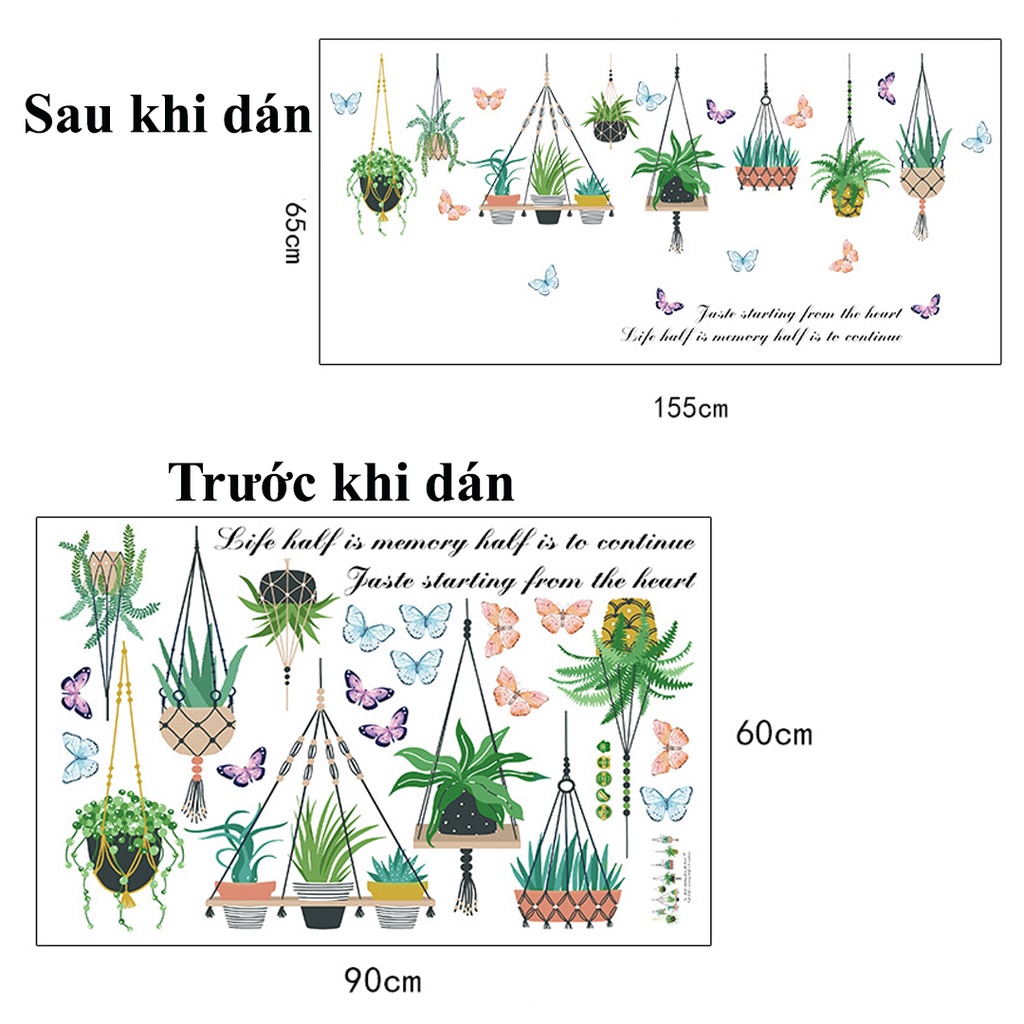 Decan dán tường, decan dán phòng đẹp hình cây xanh tươi SK9329