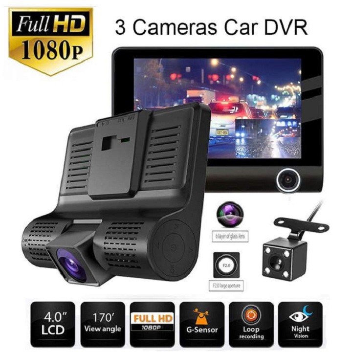 Camera Hành Trình 3 Trong 1 Quan Sát Tổng Thể Xe, Màn Hình 4 Inch Full HD 1080- Trong Ngoài Trước Và Sau | BigBuy360 - bigbuy360.vn