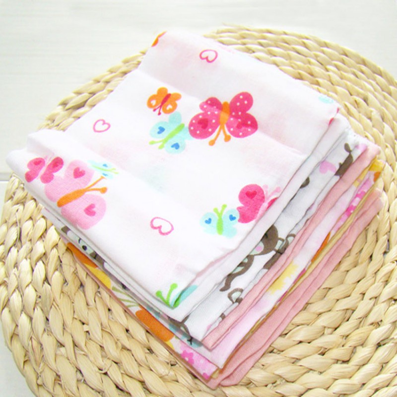 Set 8 khăn yếm cotton in họa tiết hoạt hình đáng yêu nhiều màu sắc cho bé